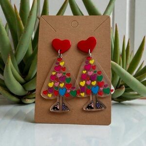 💕🌈 Colorful Heart Confetti Statement Earrings 🌈💕